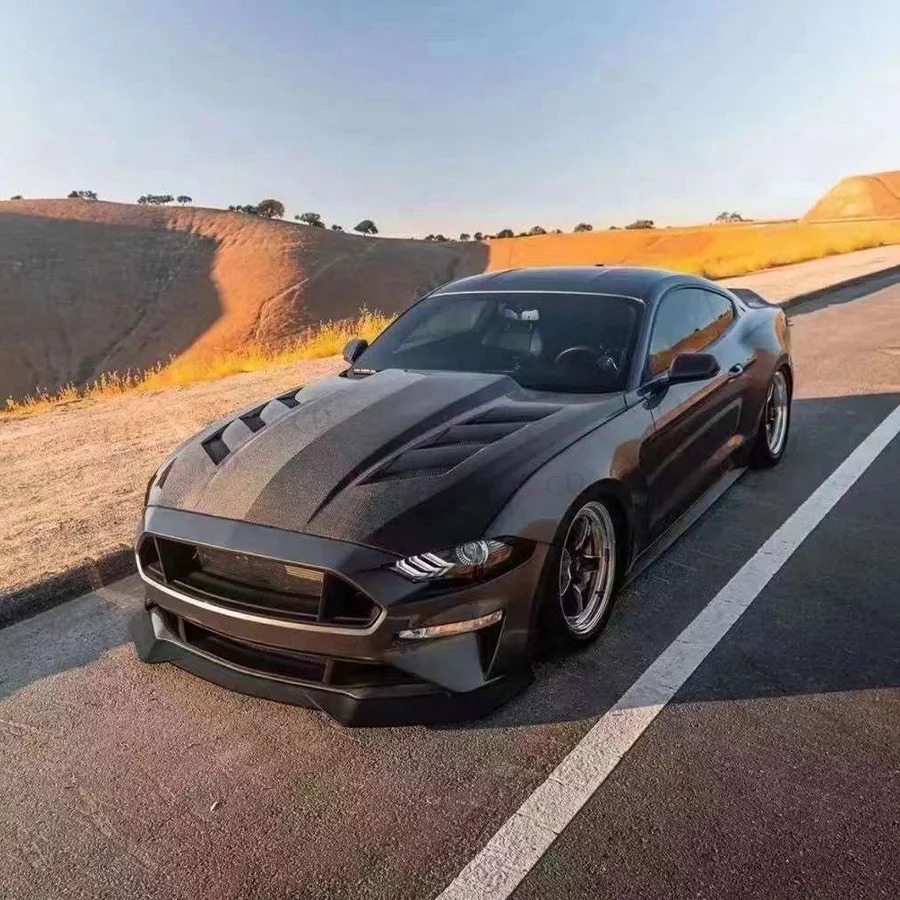 AC Style Front Hood for  Mustang 2015-2017 Carbon Fiber Body Kits Front Engine Hoods Bonnet Cover Car Bodykit